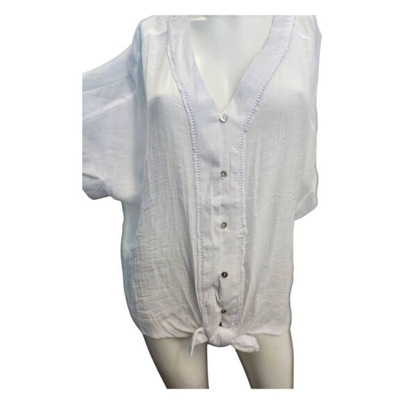 Hope & Harlow White Tie Front Blouse Womens 1X NEW TAGS - Picture 5 of 9